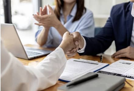 Job interview handshake