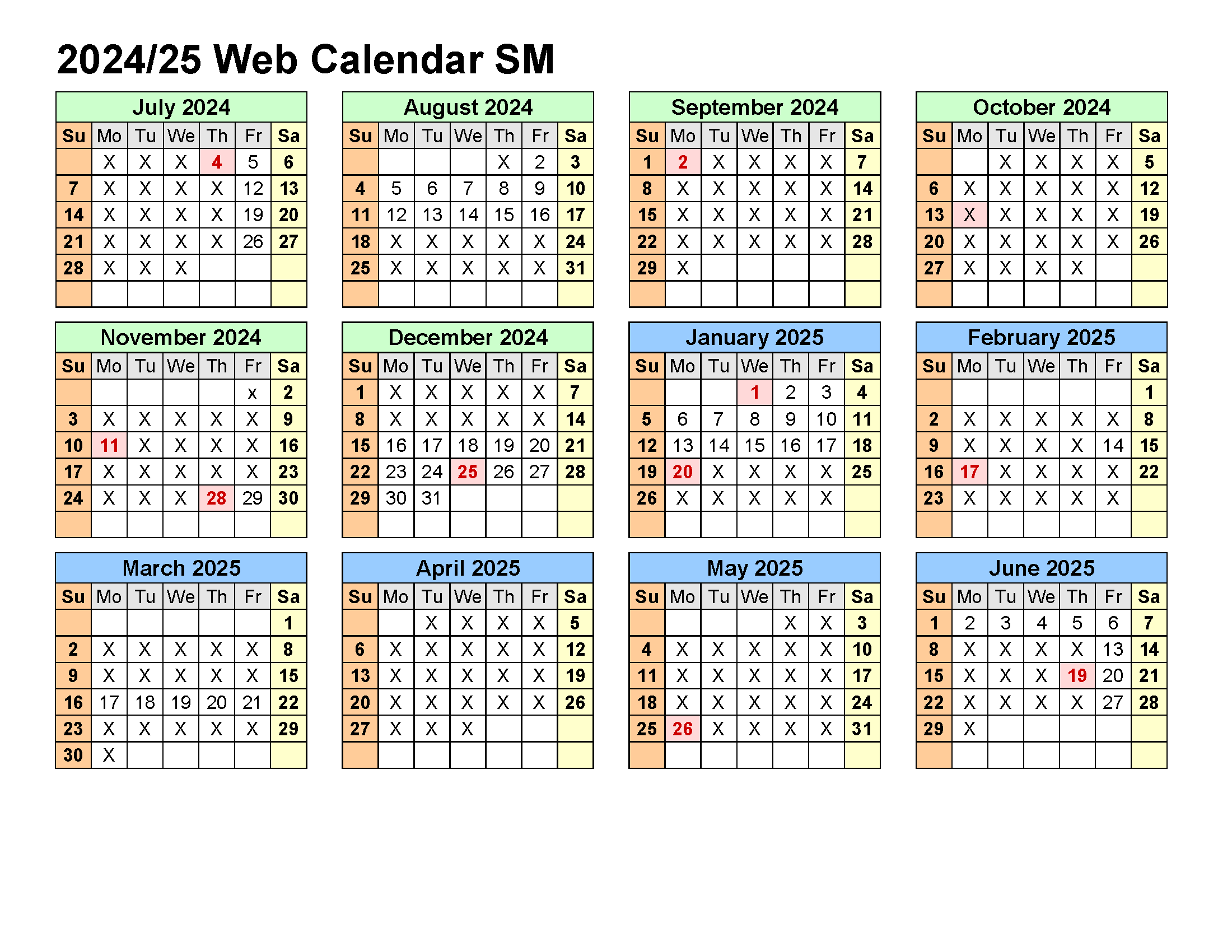 sm calendar