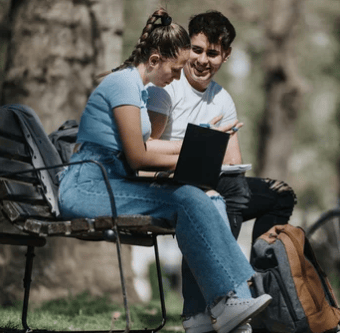 two friends on a bench