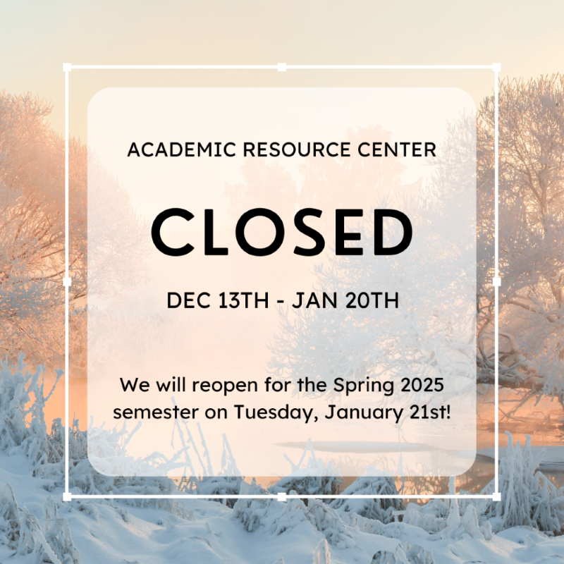 ARC Closed until January 21st 2025